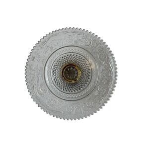 Vintage Fleur De Lis pattern glass candy nut dish 5.75"